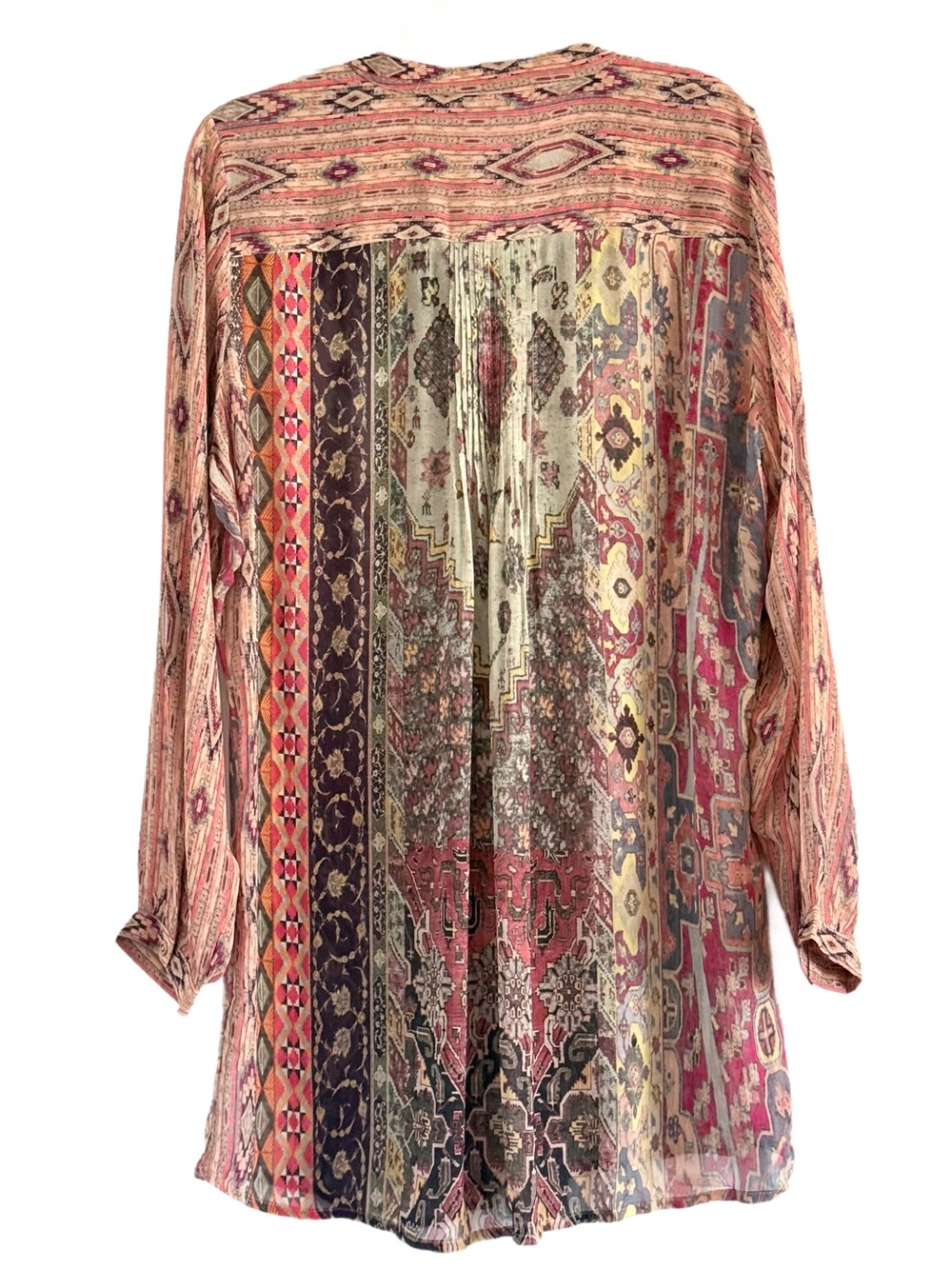 Soft Surroundings Sheer Boho Printed Long-Sleeve Tunic Top - Multicolor XL - Picture 4 of 8
